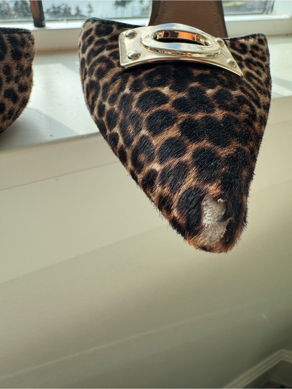 Coach Leopard-Print D'Orsay Pumps with Gold Plate - Picture 2 of 4